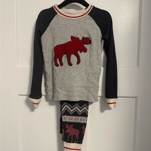 Lazy One Kids Moose Pajama Set - Gray and Black